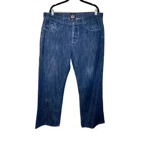 Rock and Republic Taylor Button Fly Jeans 38x28 Bootcut Blue Embroidered Wings